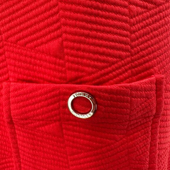 Tommy Hilfiger Shift Mini Dress WMNS 16 Pink Sleeveless Split Neck Jacquard Knit - Picture 8 of 13